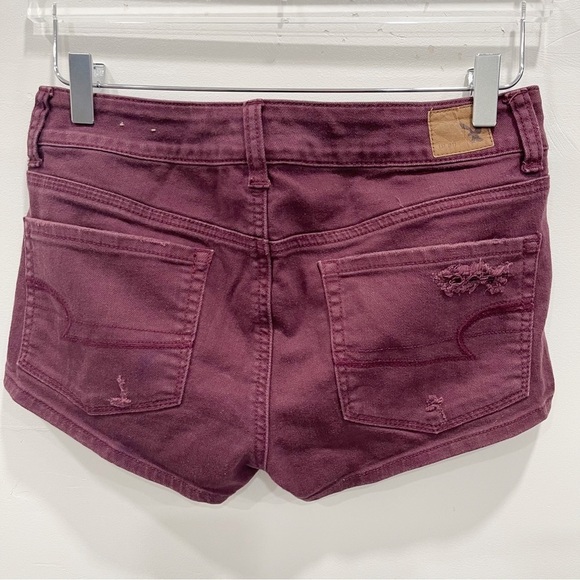 American Eagle Shortie Shorts Distressed Size 6 Red Cutoff - Picture 2 of 9